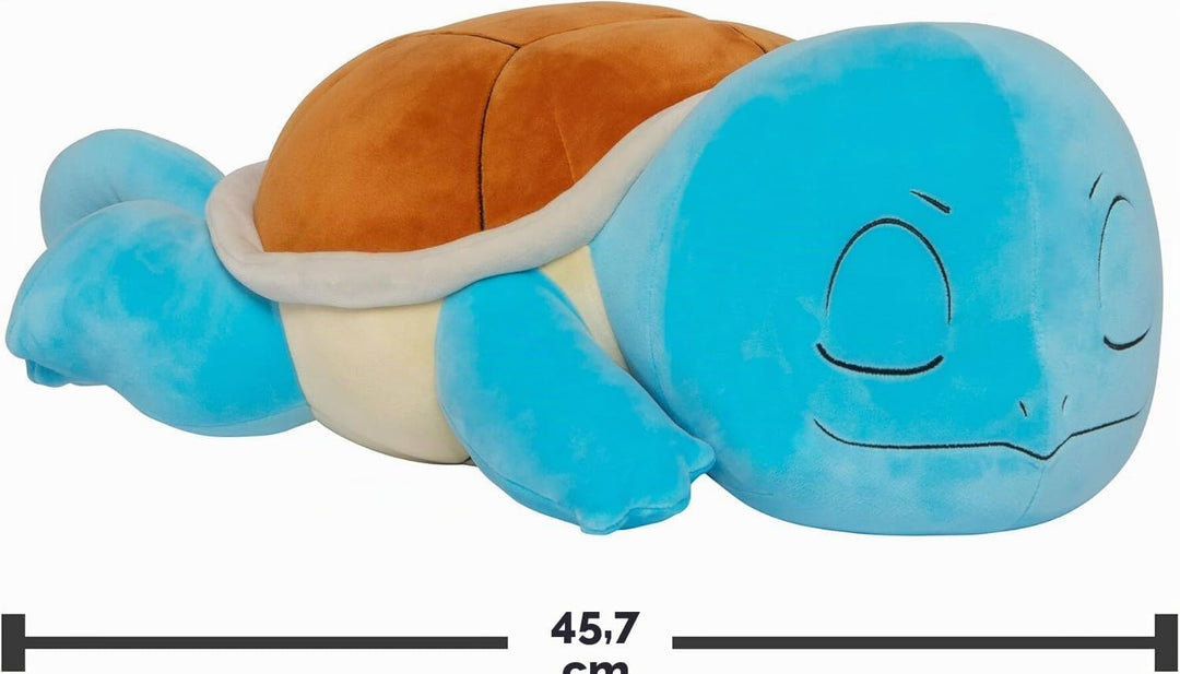Pokémon PKW4320-45cm Schlafendes Plüsch - Schiggy, offizielles Plüsch Squirtle, Squirtle