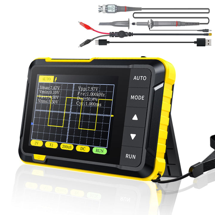 SURLABA Digitales Oszilloskop, 2.8" TFT Mini Oscilloscope 200KHz Bandbreite mit Abtastrate 2.5MS/s,