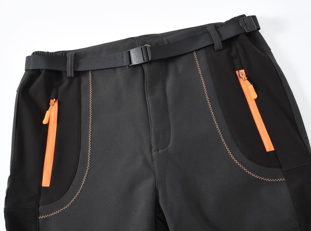 donhobo Herren Wanderhose Gefüttert Winterhose Wasserdicht Winddicht Warm Verdickte Softshellhose Ou