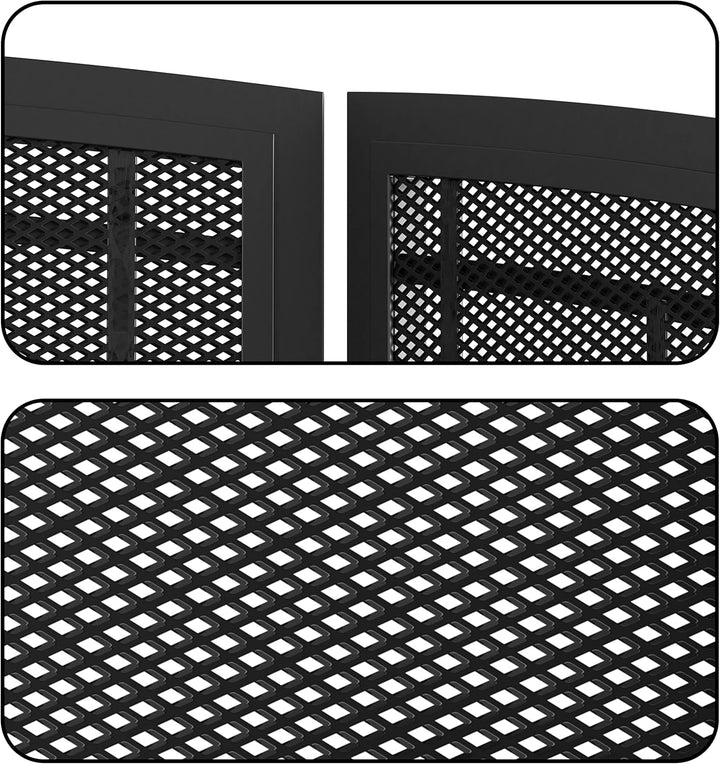 FireBeauty Funkenschutzabdeckung für Kamin, 3 Paneele, Schmiedeeisen, schwarzes Metall, 121,9 cm (L)