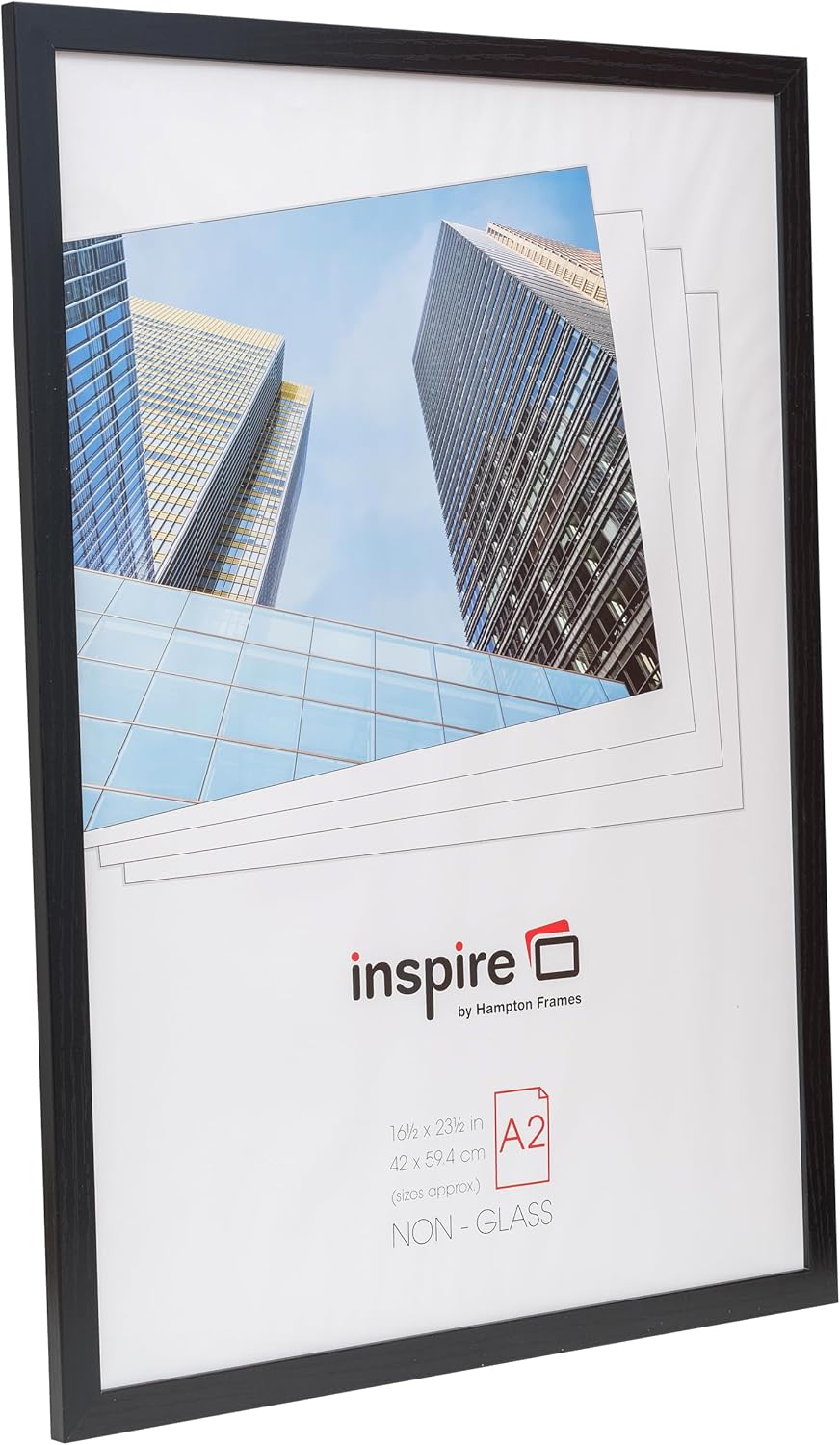 Hampton Frames OXFA2NG OXFA2NG Oxford Bilderrahmen, A2, 42 x 59 cm, Plexiglas (kein Glas), Schwarz