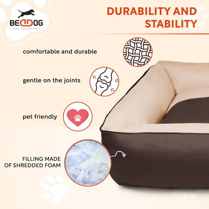 BedDog Hundebett 2in1 MAXQ, Hundekissen mit abziehbaren waschbaren Bezug, Hundekorb, Hundesofa, für