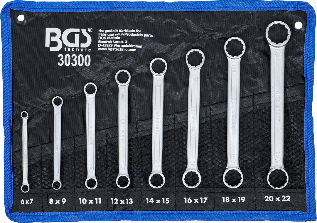 BGS 30300 | Doppel-Ringschlüssel-Satz | extra flach | SW 6 - 22 mm | 8-tlg., Satz