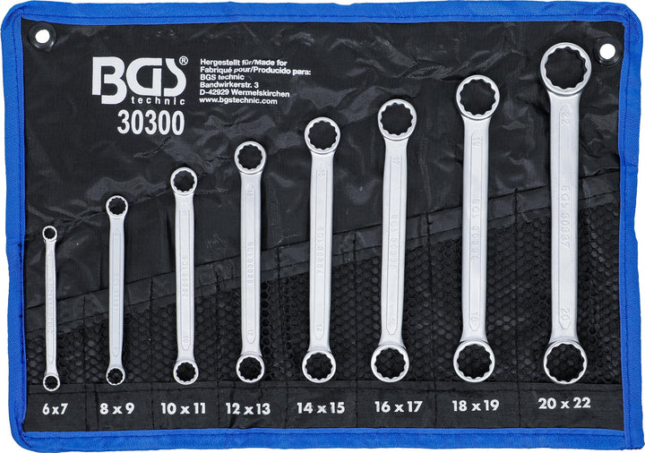 BGS 30300 | Doppel-Ringschlüssel-Satz | extra flach | SW 6 - 22 mm | 8-tlg., Satz