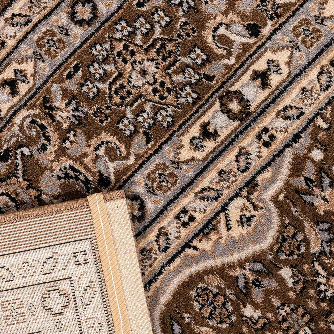 VIMODA Teppich Wohnzimmer Orient Stil Ornament Bordüre Braun Beige, Masse:80 x 150 cm 80 x 150 cm Br