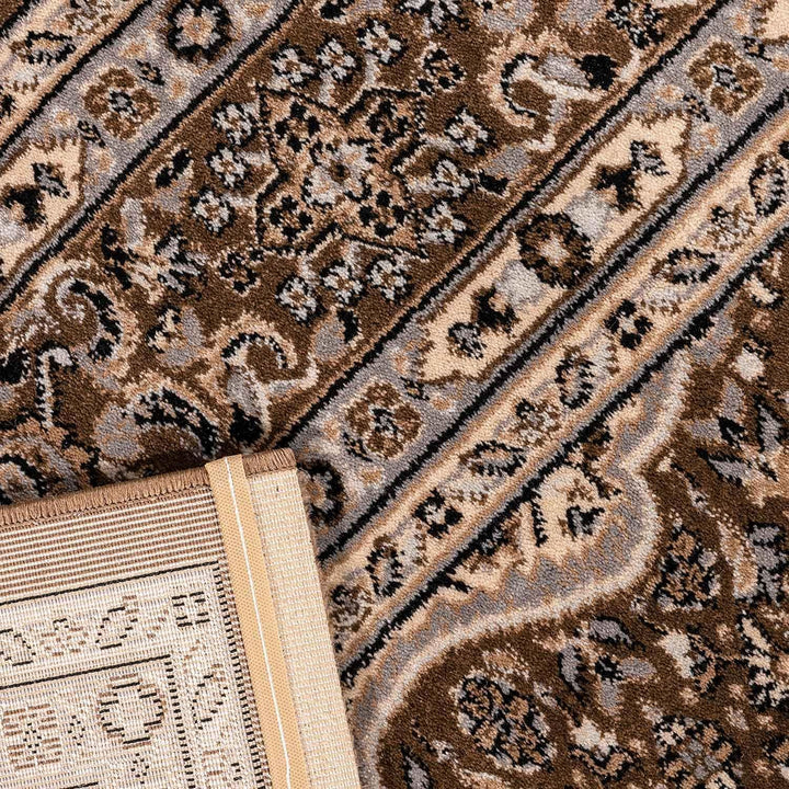 VIMODA Teppich Wohnzimmer Orient Stil Ornament Bordüre Braun Beige, Masse:80 x 150 cm 80 x 150 cm Br