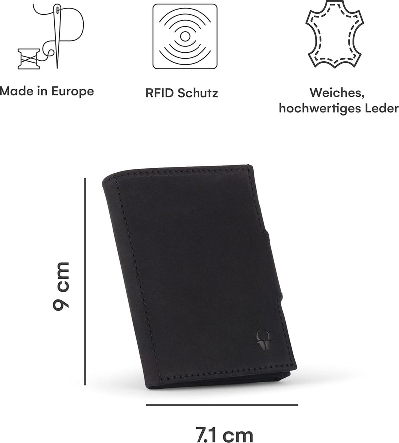 DONBOLSO Wallet NextGen Leder I Slim Wallet mit Münzfach I Geldbeutel mit RFID Schutz I Kartenetui b