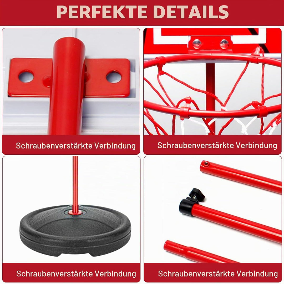 Basketballkorb Outdoor für Kinder,Inkl.2X Netze,3X Basketball,Pumpe &amp; Installationstools,50–150cm Hö