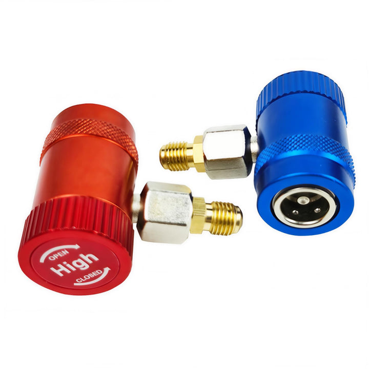 R1234yf Kältemitteladapter, HD/ND 1/4" SAE | Messing Hochdruck Niederdruck Kupplungen, KFZ Klimaanla