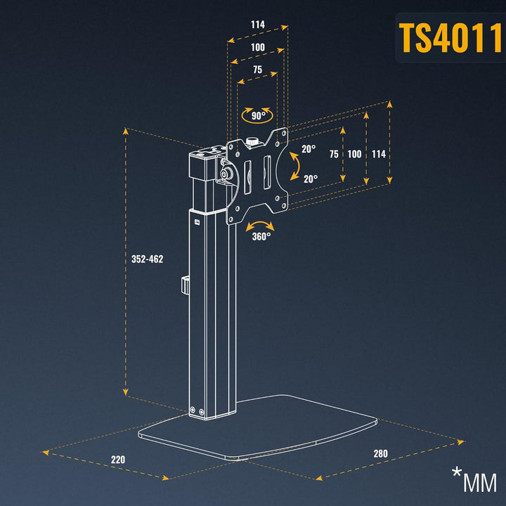 RICOO Monitor Halterung Tisch, VESA Tischhalterung für 17-32 Zoll, Monitorhalterung 1 Monitor Arm TS