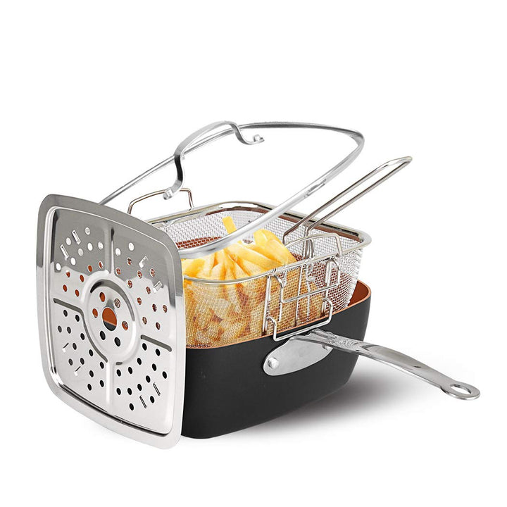 CS Kochsysteme 6 in 1 Multipfannenset KUPFERBERG indukionsfähiges Multi-Pfannenset zum Kochen, Brate