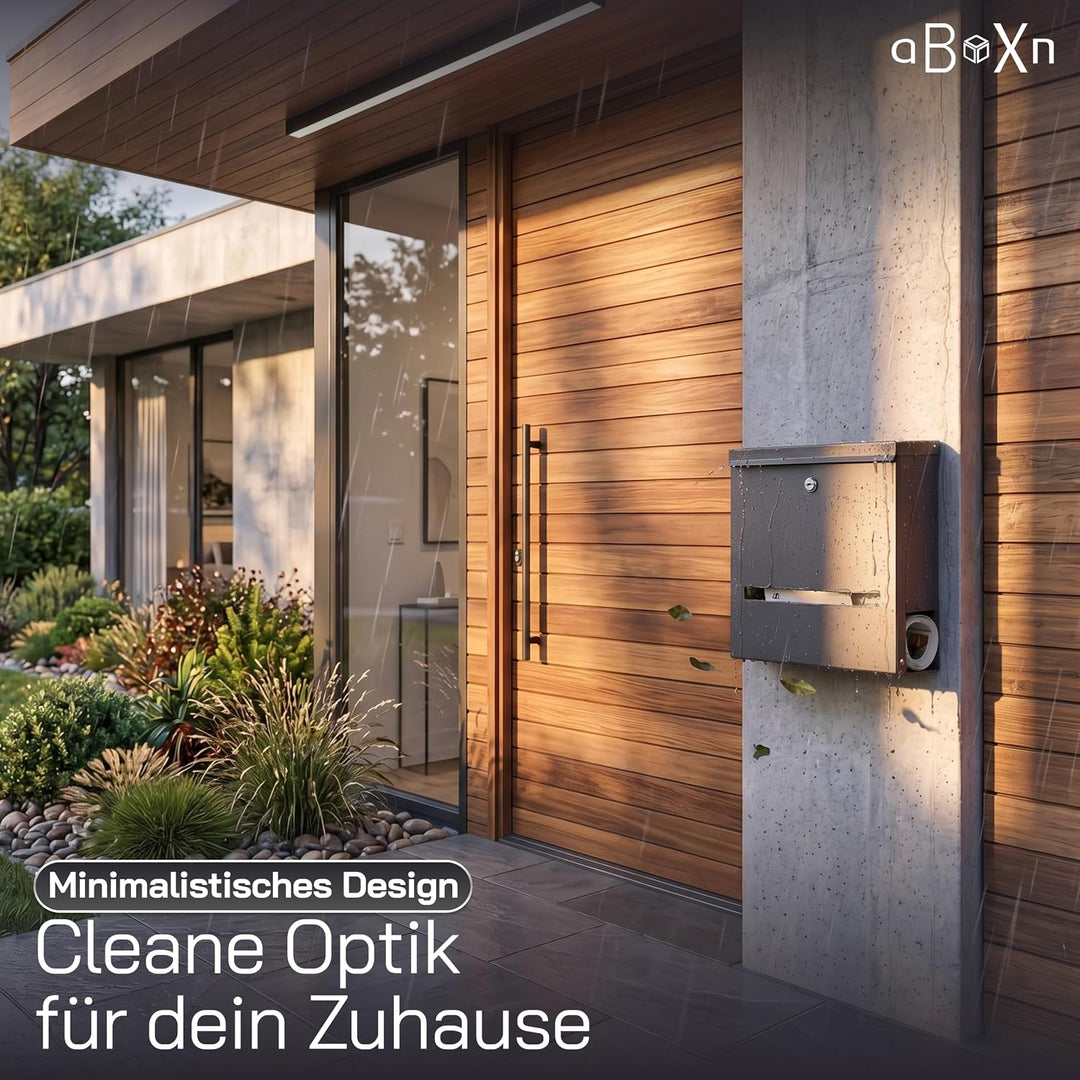 Briefkasten Anthrazit modern gross mit Zeitungsfach &amp; Sichtfenster | UV&amp;Wetterfest aus Stahlblech mi