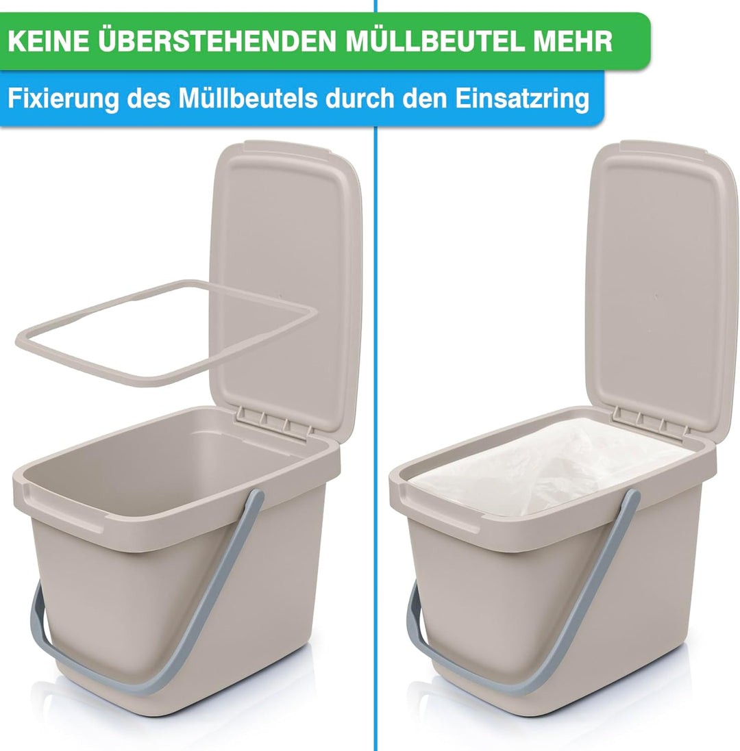 YourCasa 2 Stück Bio-Abfallbehälter für die Küche - 6 Liter Kompostkorb für den täglichen Gebrauch B