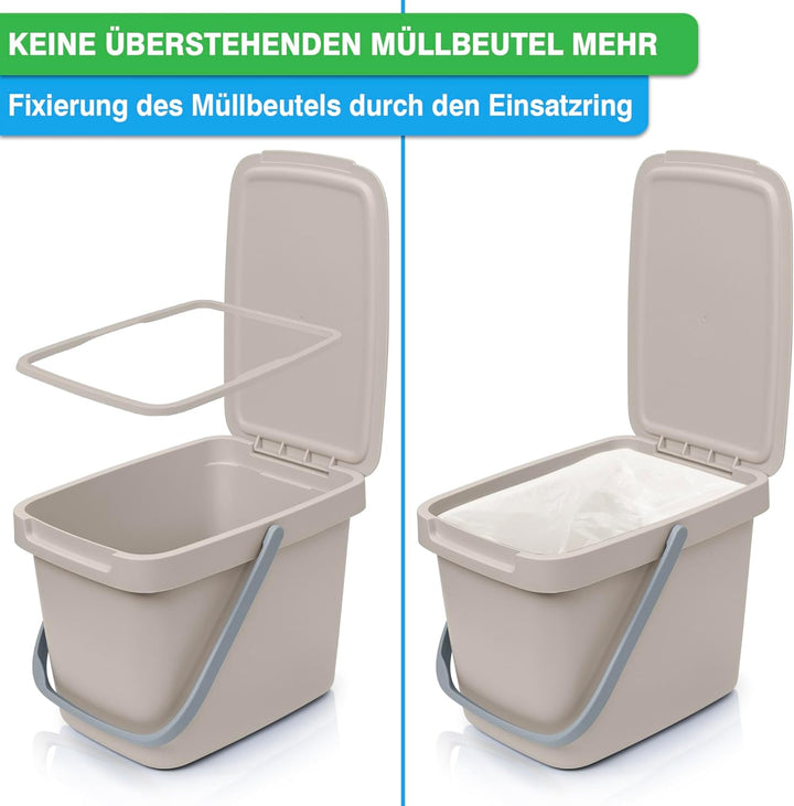 YourCasa 2 Stück Bio-Abfallbehälter für die Küche - 6 Liter Kompostkorb für den täglichen Gebrauch B