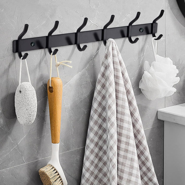 MEIJO Garderobenhaken Edelstahl, Hakenleiste Kleiderhaken Wand mit 6 Haken, Garderobe Garderobenleis