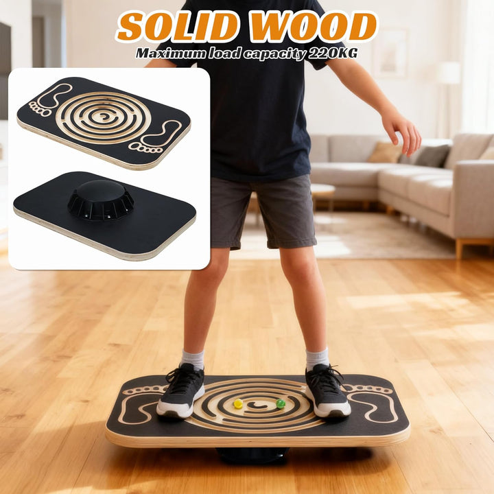 Balance Board Holz mit Integrierten Kugellabyrinth Wackelbrett für Alle Altersgruppen Gleichgewichts