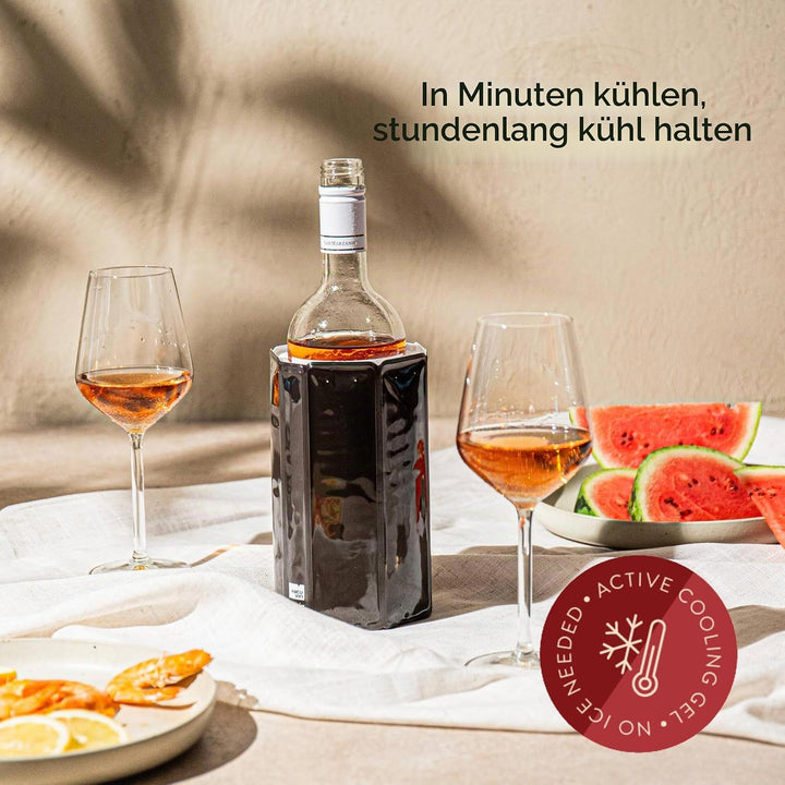Vacu Vin Weinkühler, flexibel, wiederverwendbar, schwarz, für effiziente Kühlung von Standardflasche