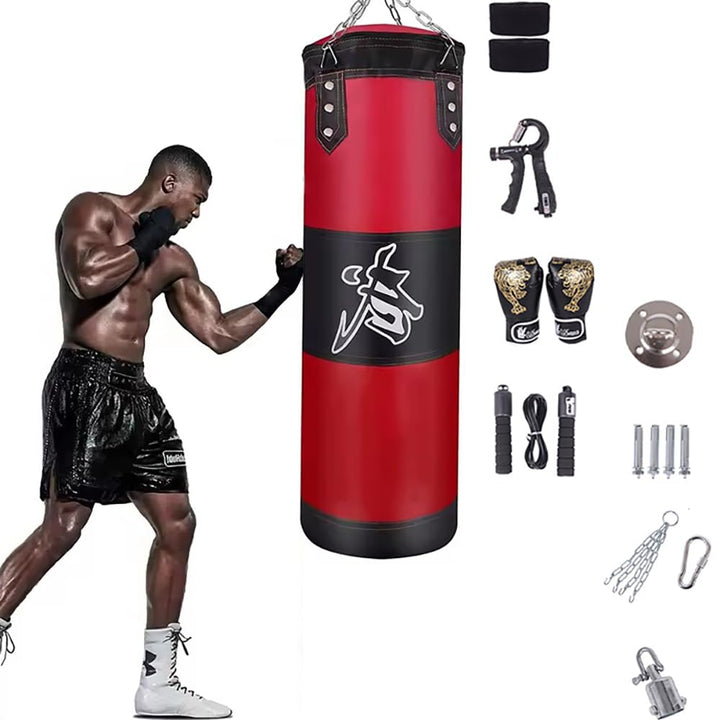 Boxsack Hängend, 15-in-1 Heavy Duty Boxsack, PU-Material Mit dickerer Kette kann 360° gedreht werden