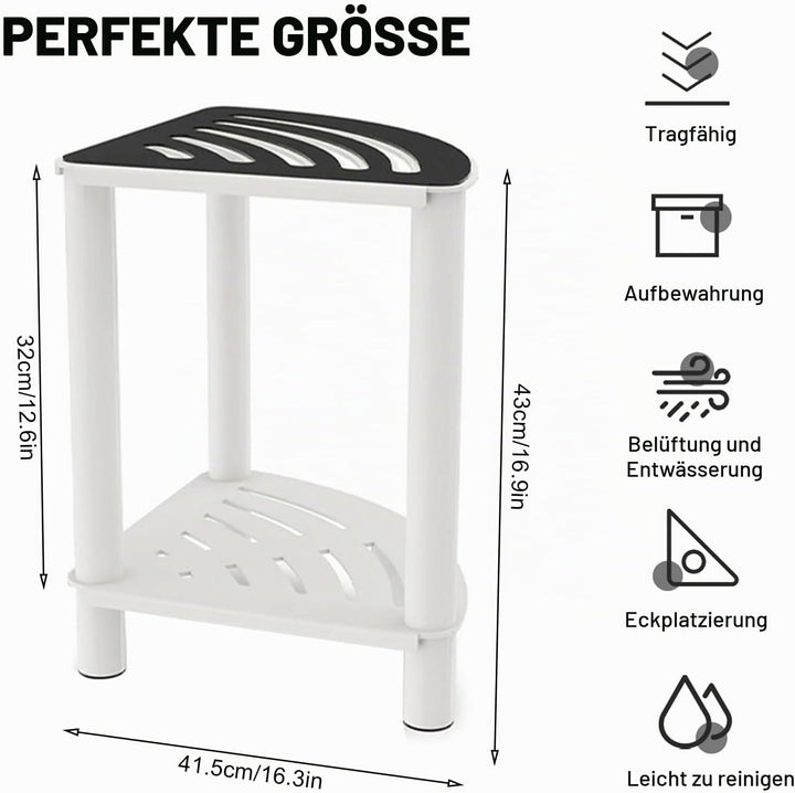 Duschhocker für das Bad, Metall-Eck-Duschhocke mit Regal für die Aufbewahrung im Badezimmer, Wasserf