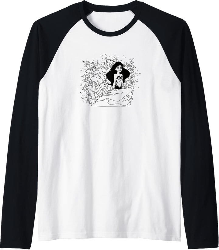 Disney The Little Mermaid Ariel Rocky Waves Outline Raglan