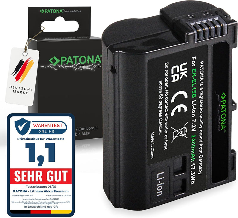 PATONA Premium Akku EN-EL15b 2400mAh Ersatz für Nikon EN EL15 ENEL15b Kompatibel mit Nikon 1 V1 Z6 Z