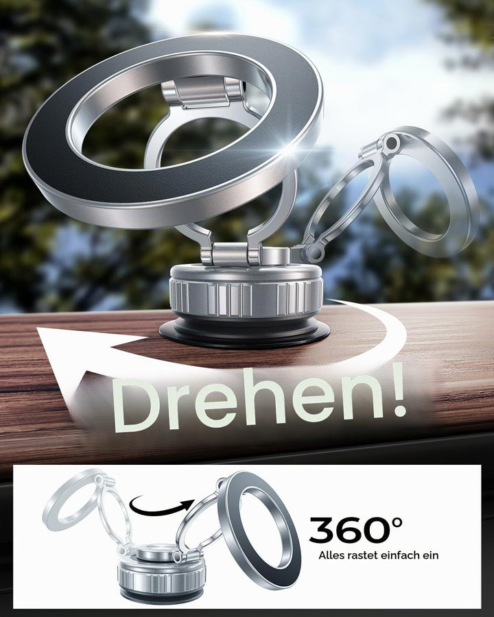 DIMONCOAT 2026 Verbesserte 360° drehbare Vakuum-Magnet-Handyhalterung für Auto, für Saugnapf-Handyha