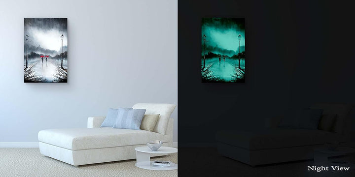 Startonight Leinwandbilder Schwarz und Weiss Zwei rote Regenschirme, Doppelansicht Überraschung Mode