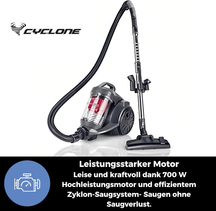 Fakir BL 240 Trend - Premium Staubsauger beutellos, Staubsauger HEPA 13, Langes Kabel und sehr stark