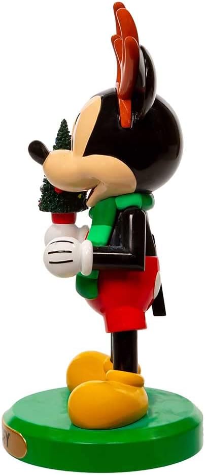 Kurt Adler Disney© Mickey Mouse mit Baum Nussknacker, 15,2 cm | Offiziell lizenzierte Weihnachtsdeko