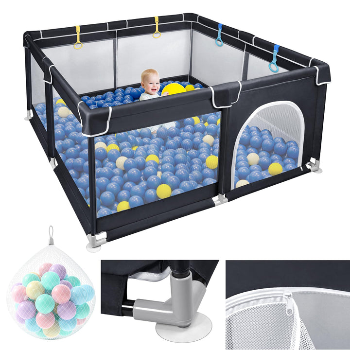 Aufun Laufstall Baby Laufgitter 300D Oxford Gewebe, mit Anti-Kollision Schaum Absperrgitter, Atmungs