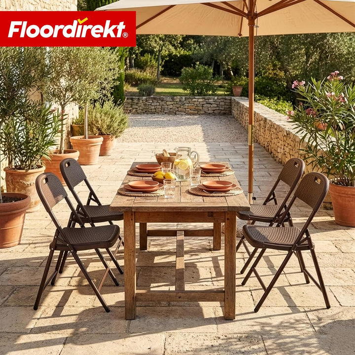 Floordirekt- Gartentisch klappbar Kunststoff 180x75cm - Buffettisch mit Tragegriff - Klapptisch für