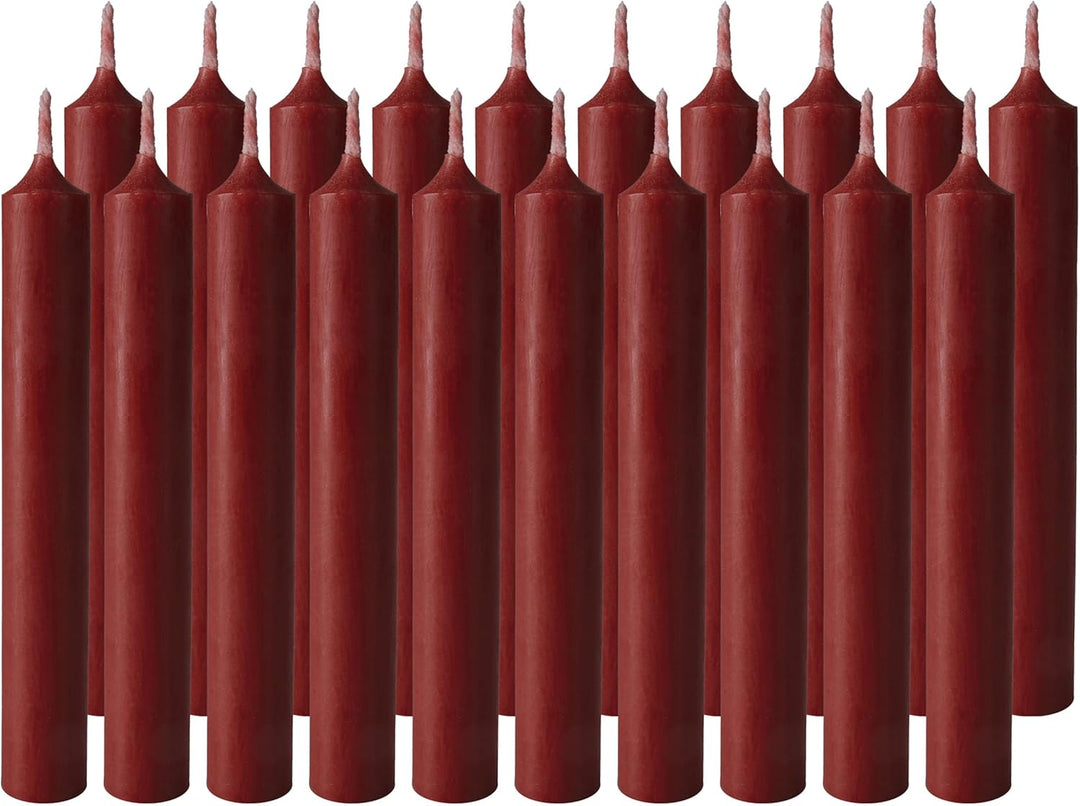 BRUBAKER 100er Pack Baumkerzen Wachs - Weihnachtskerzen Pyramidenkerzen Christbaumkerzen - Dunkelrot