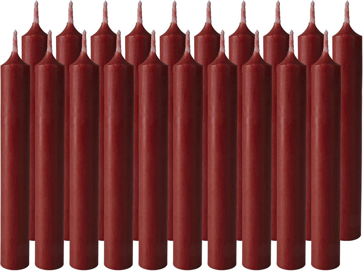 BRUBAKER 100er Pack Baumkerzen Wachs - Weihnachtskerzen Pyramidenkerzen Christbaumkerzen - Dunkelrot