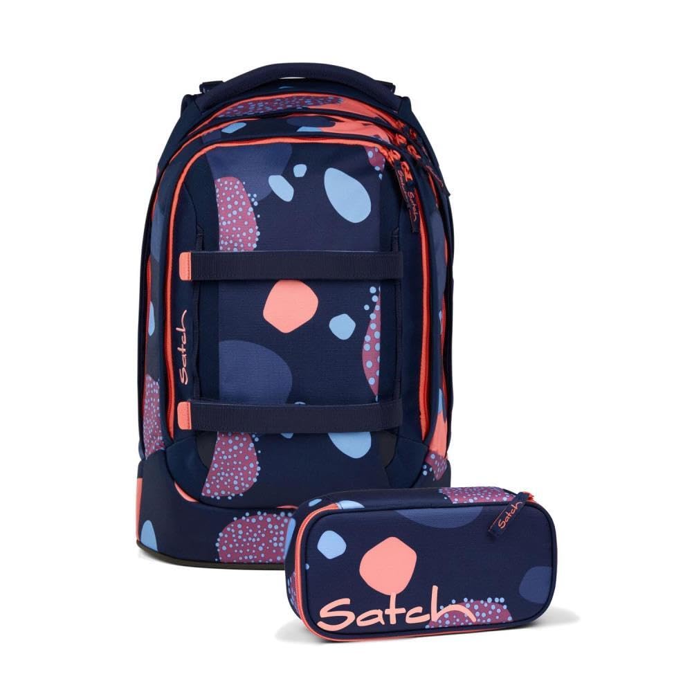 Satch pack Schulrucksack Set 2tlg. inkl. Schlamperbox (Coral Reef), Coral Reef