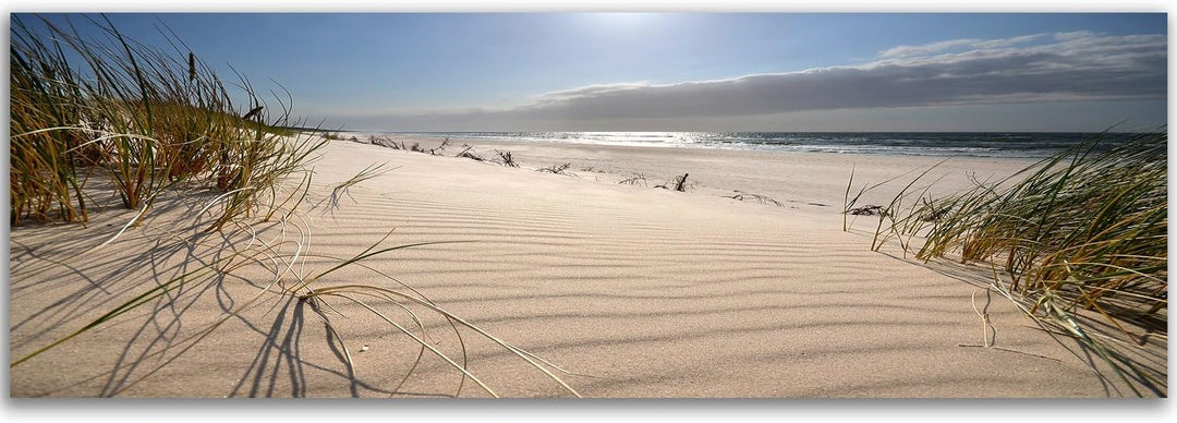 Feeby Bilder Strand Meer Sand Gras 120x40 cm Wohnzimmer Schlafzimmer Büro Flur Küche Wandbilder Mode