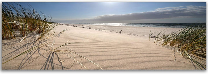 Feeby Bilder Strand Meer Sand Gras 120x40 cm Wohnzimmer Schlafzimmer Büro Flur Küche Wandbilder Mode