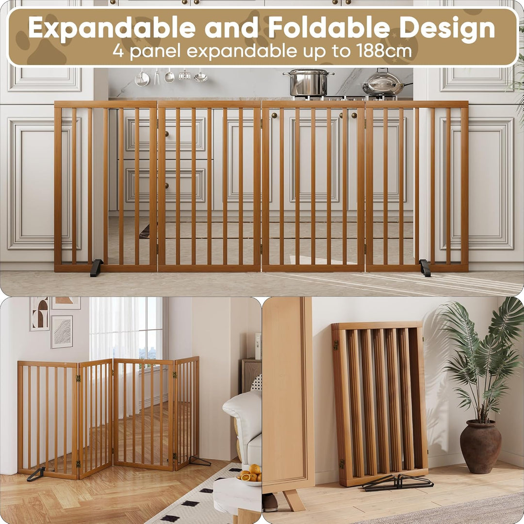 Freistehendes Hundegitter, Faltbares Hundebarriere für Tür,Treppen,Flur,Küche &amp; Schlafzimmer, Freist