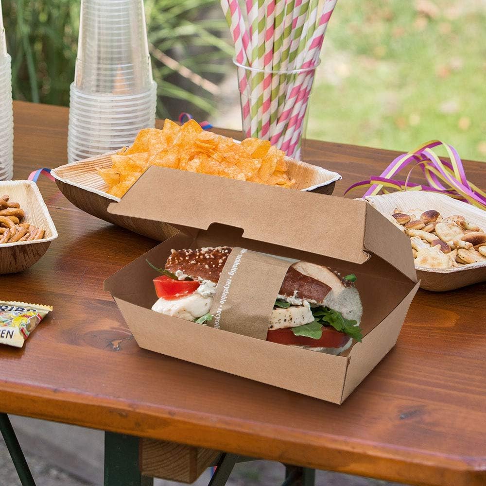 BIOZOYG Take Away Kraftkarton Box 200 Stück I robuste Fast Food Boxen mit hohem Klappdeckel I Snack