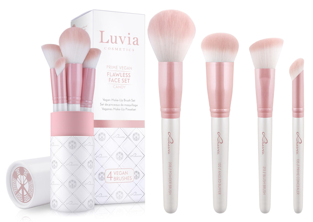 Make-Up Pinselset Luvia, Flawless Face Brush Set, Gesichtspinsel-Set, 4 Vegane Kosmetikpinsel, Schmi