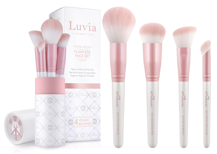 Make-Up Pinselset Luvia, Flawless Face Brush Set, Gesichtspinsel-Set, 4 Vegane Kosmetikpinsel, Schmi