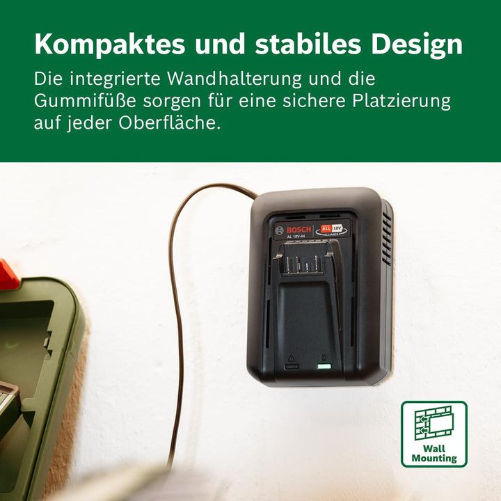 Bosch Schnellladegerät AL 18V-44 (18V System; 4,4A Ladestrom, Akku-Ladezeit 2,0/2,5/4,0/6,0 Ah: 34/4