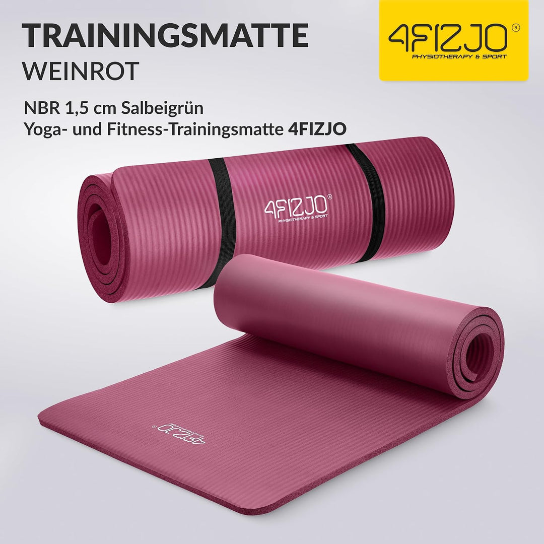 Fitnessmatte mit Tragegurt, Abm. 180x60 cm, NBR-Schaumstoff, Rutschfest, Komfort, In &amp; Outdor, Pilat