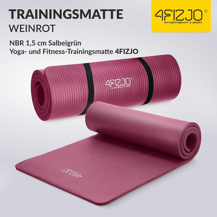 Fitnessmatte mit Tragegurt, Abm. 180x60 cm, NBR-Schaumstoff, Rutschfest, Komfort, In &amp; Outdor, Pilat