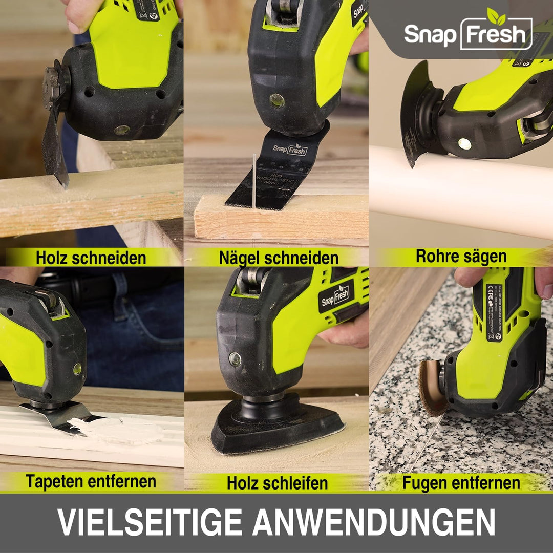 SnapFresh Oszillierendes Werkzeug, 20 V schnurloses, oszillierendes Multitool mit 6 Geschwindigkeite