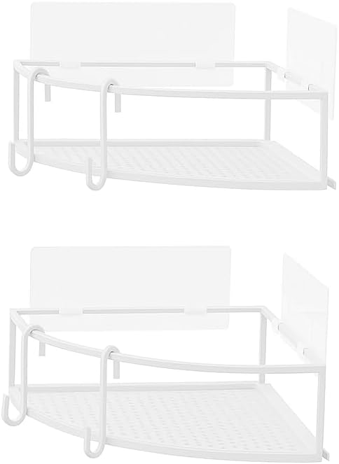 Umbra Cubiko Eckregale, Duschablage ohne Bohren mit Haken, Weiss, 2er-Set