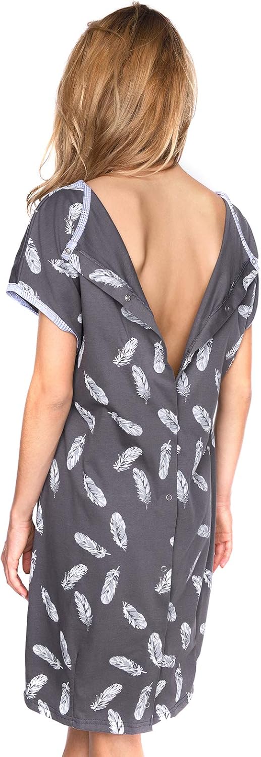 MijaCulture 3 in1 Geburtskleid Stillnachthemd Umstandsnachthemd 4123 XXL Graphite / mit Federn, XXL