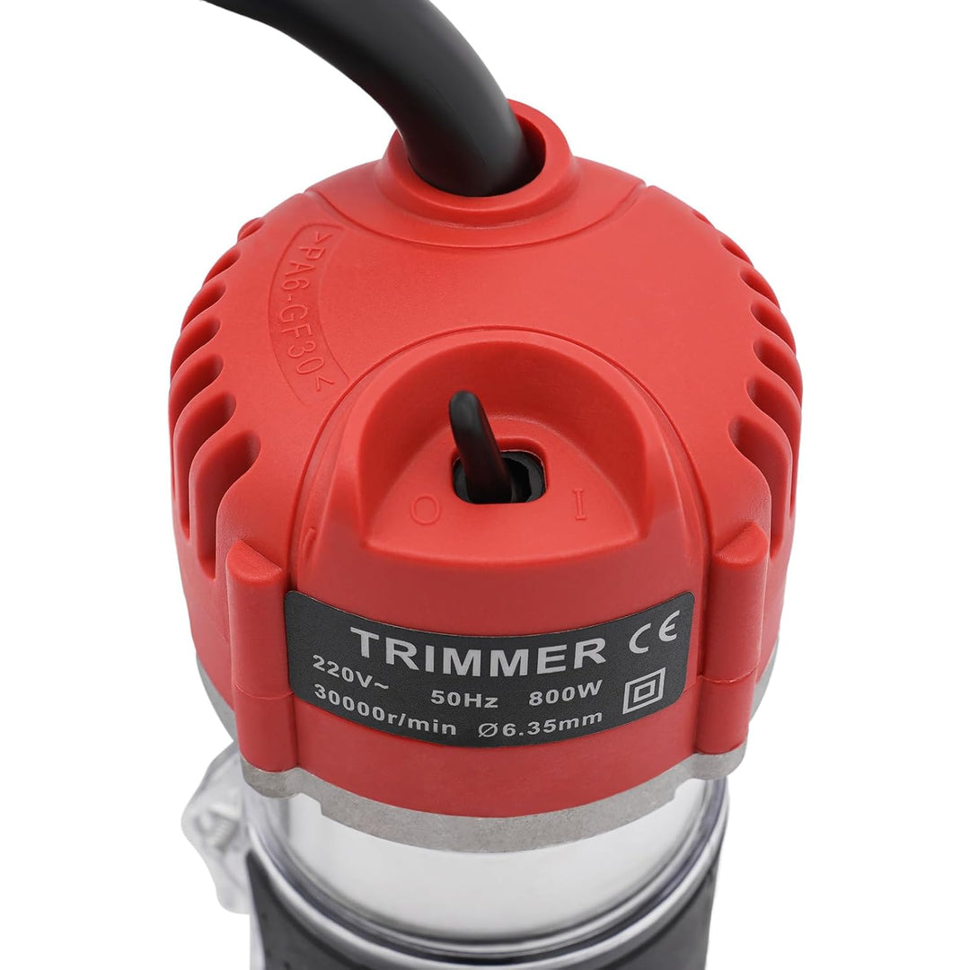 800W Einhandfräse Holzschneidemaschine, 1/4'' Elektrische Oberfräse Kantenfräse aus Aluminium Einste