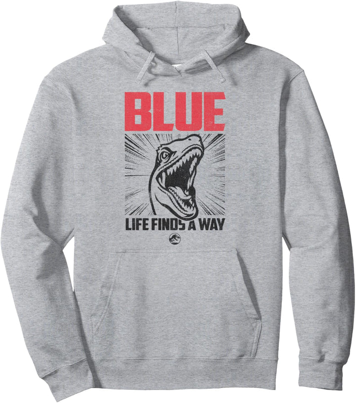 Jurassic World Blue Raptor Life Finds A Way Poster Pullover Hoodie