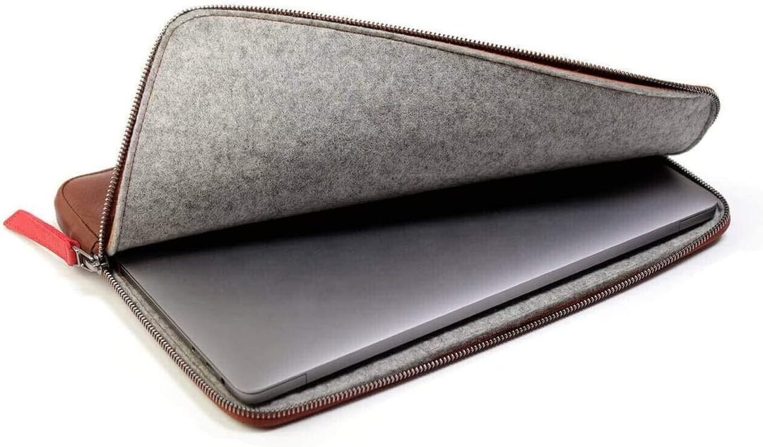 Pack & Smooch Für MacBook Pro 14 Hülle Pflanzlich Gegerbtes Leder Handmade in Germany Grau/Hellbraun