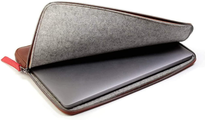 Pack & Smooch Für MacBook Pro 14 Hülle Pflanzlich Gegerbtes Leder Handmade in Germany Grau/Hellbraun